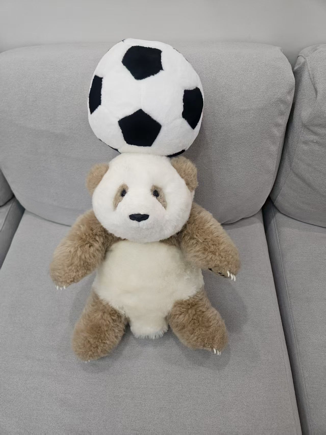 QiZai Panda with Football Plush Set