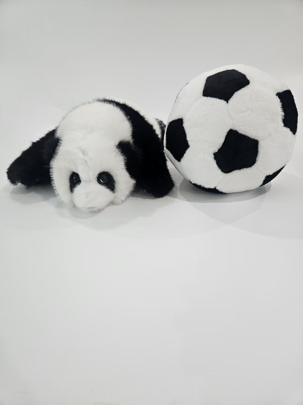 Three Month Old Hua Hua Panda & Football Plush Set